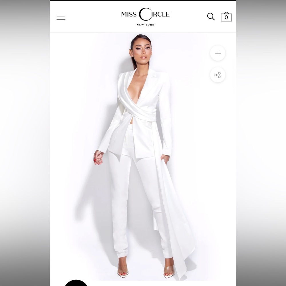 Miss Circle Vandra White Draping Blazer Jacket.